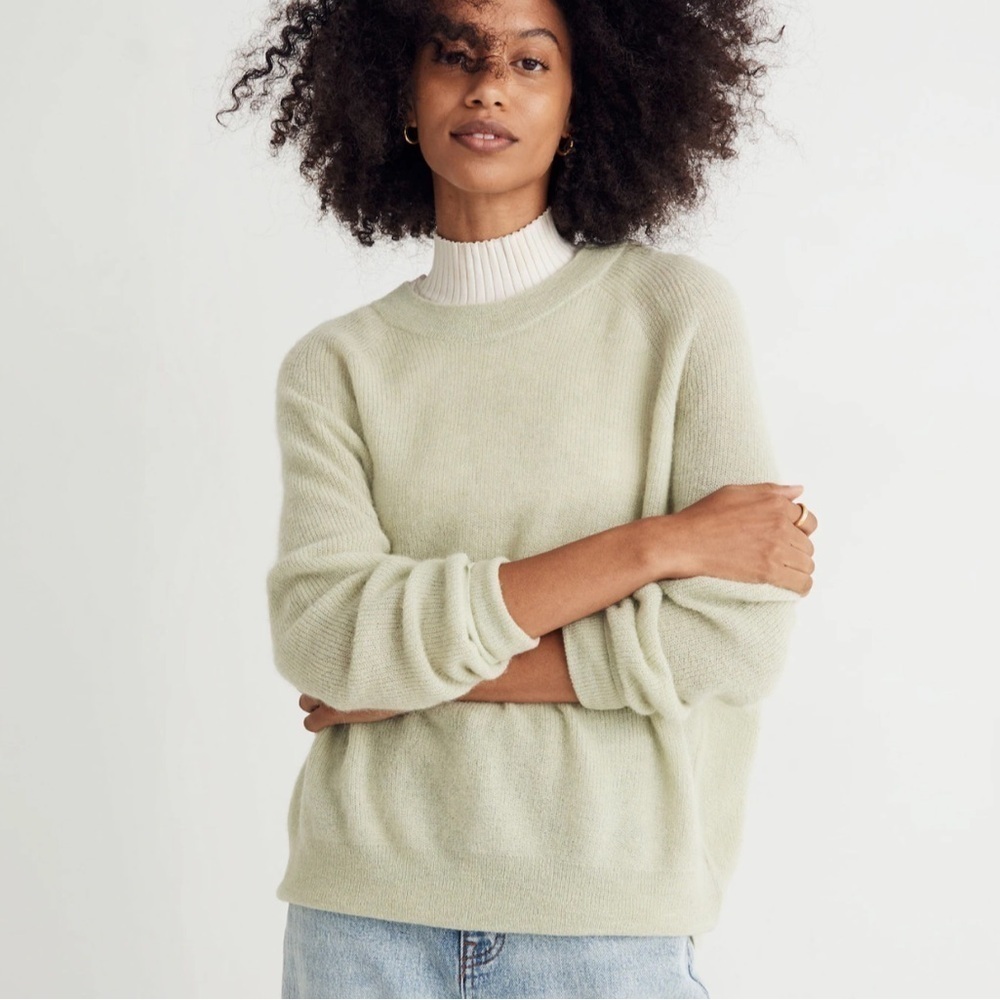 Madewell faded seagrass Elliston Crop Pullover Sweater